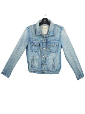J.Crew Denim Jacket Womens S Light Wash Y2K Indie Aesthetic Trucker Jean Classic